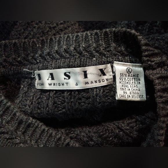 Basix Penn Wright & Manson Sweater Gray Pullover Cable Knit Size XL Chest 46" - Picture 4 of 6